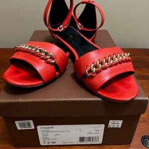 Coach 7.5 sea breeze semi matte calf leather peep toe sandal